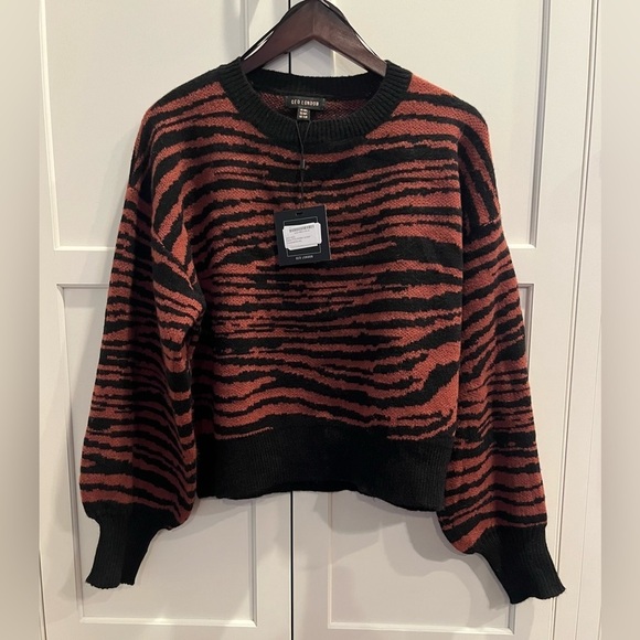 QED London Cinnamon Brown/ Black Zebra Print Sweater Size S/M NWT - Picture 1 of 6